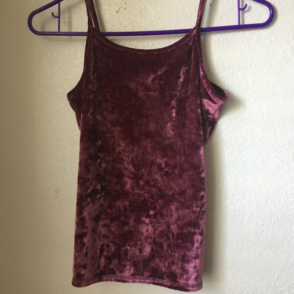 Velvet (redish purple) tank top with noddle straps